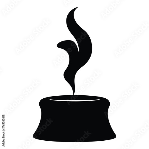 Silhouette of a candle with stylized flame against white background simple image