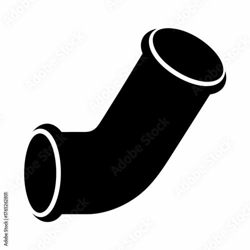 Black elbow pipe fitting, industrial plumbing part for drainage system artwork