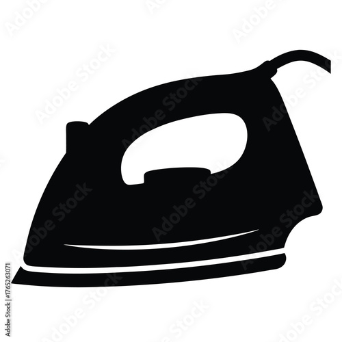 Black silhouette illustration of a clothes iron, for pressing garments smooth