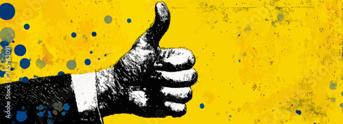 Rappresentazione artistica di un pollice in su, simbolo universale di positività e accordo, con un'estetica urbana e moderna.