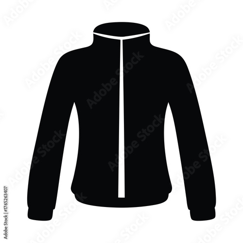 Black athletic jacket with a zipper up the front minimalist design