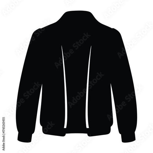 Black Bomber Jacket Vector Silhouette for Fashion and Style Inspiration Design