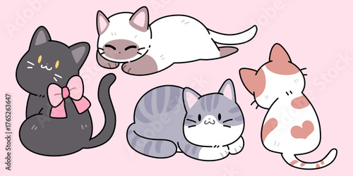 Cute cat clip art for decoration