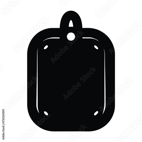 Minimalist illustration of a cutting board with a hole for hanging