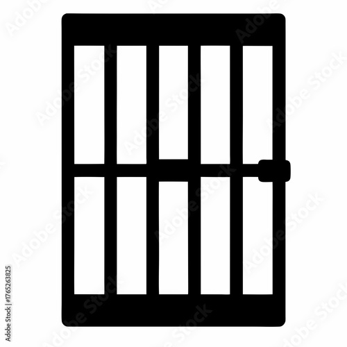 A Simple Black and White Graphic of a Door with Vertical Bars