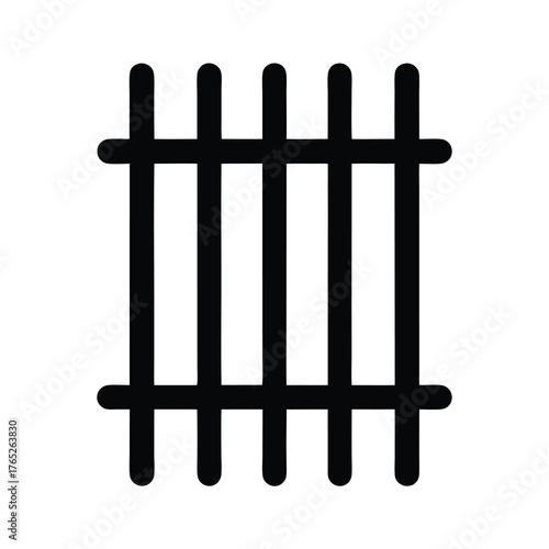 Illustration of a simple black prison bars with rounded edges design