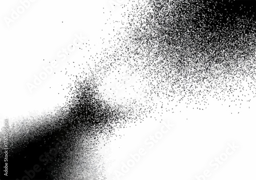 白背景に広がる黒いスプレーの粒子が、抽象的な質感とダイナミックな動きを表現するベクター素材です。
