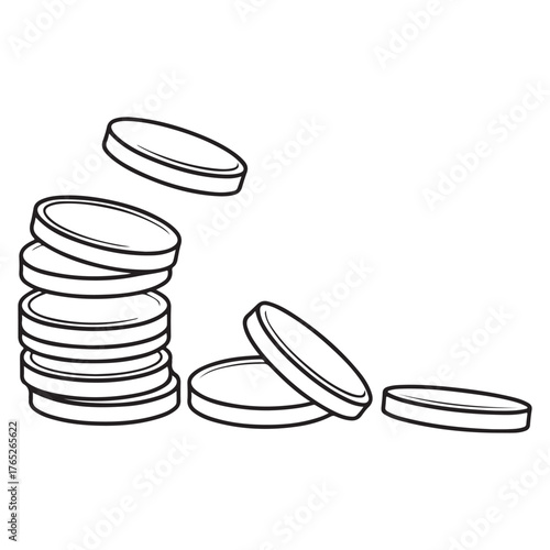 Stack of coins on white background