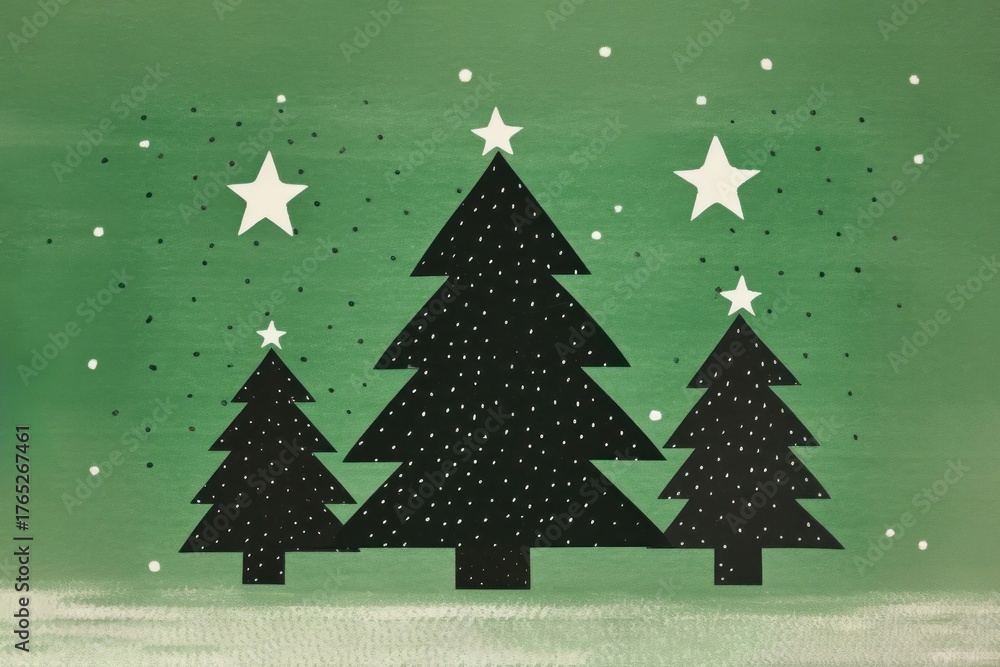 Obraz premium Christmas winter green art.