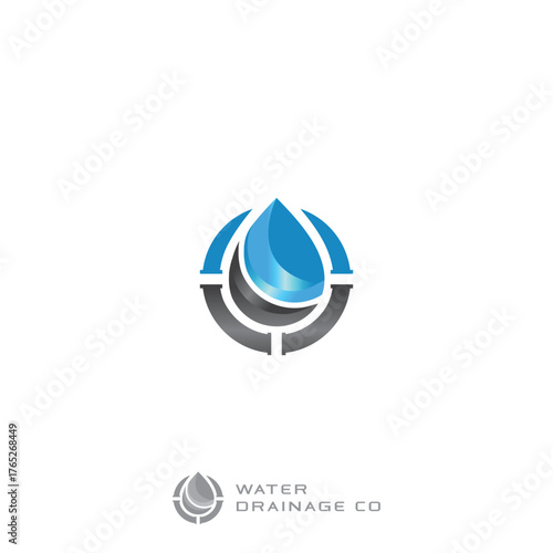 Modern masculine logo combination of pipes and water with fresh colors gradient.