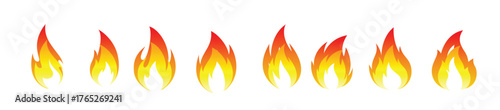 set of fire flames vector illustration. good for fire, angry or danger signs. simple gradation color style
