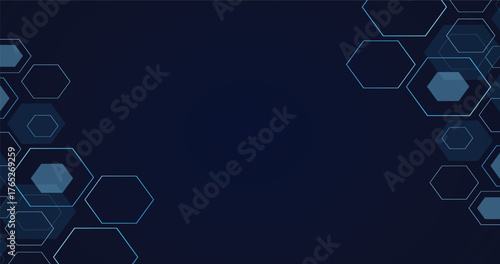 set of hexagon cells structure of chemistry abstract