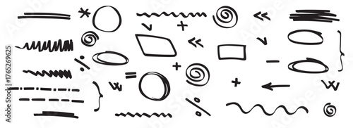 set of hand drawn arrow divider circle oval math signs