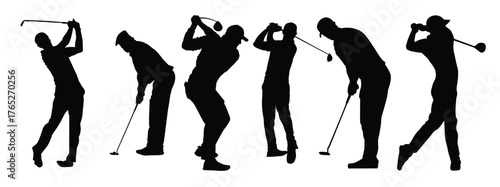 silhouette of man playing golf vector