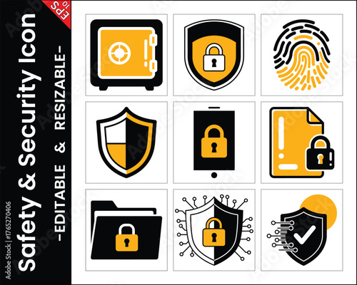 Security Icons Set Data Protection Safety Elements Isolated On White Background Vector Illustration