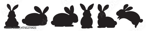 silhouettes of easter rabbits isolated on a white