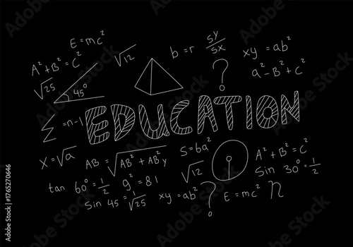 Realistic math chalkboard background illustration	