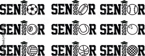 Senior 2026 sports themed graduation designs