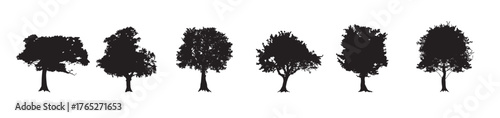  tree silhouettes set of vintage black tree