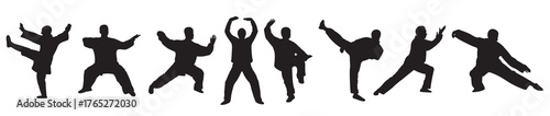vector of tai chi silhouettes