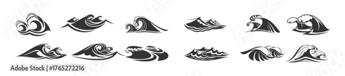 vector icons set of ocean waves