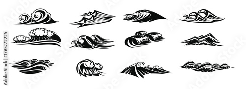 waves icons of ocen water wave blue splash