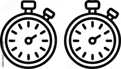 Timer and Stopwatch Outline Pack  Clean Minimal Chronograph Vector Illustration