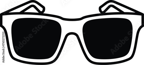 Square sunglasses line art isolated on transparent background for summer fashion and protection with a minimalist design