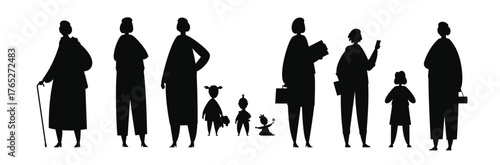 woman in different ages life cycle from baby to elderly