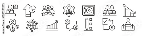 usiness people linear icon set management skills
