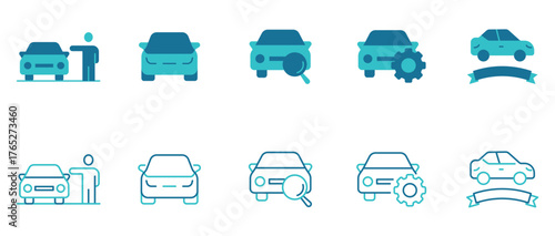 Car feature icon set.smart technology, safety features. Vector and illustrator