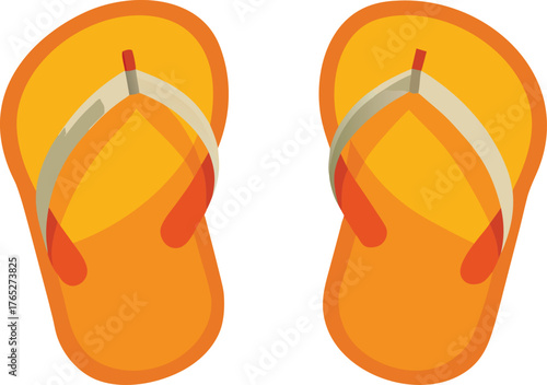 Illustration of orange flip-flops with light gray straps on a white background, conveying a casual, summery vibe.