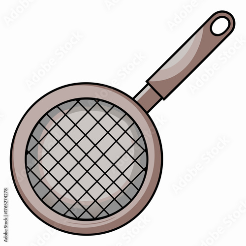 Kitchen strainer with metal mesh and handle for food preparation  