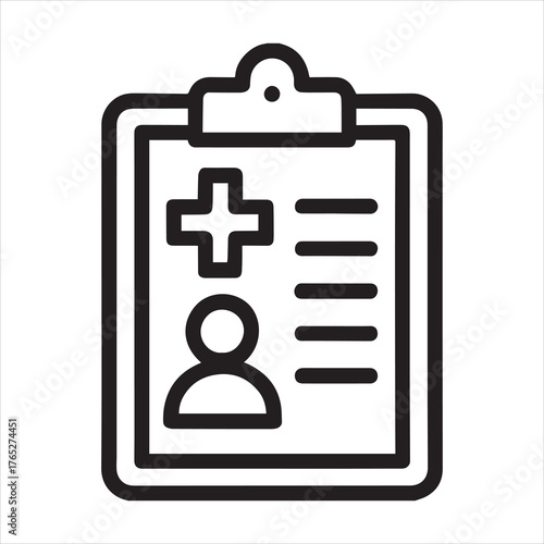 Medical chart clipboard outline icon vector