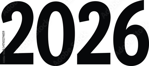 Bold black 2026 numbers on a white background Keywords: 2026, year, new year, bold, black, white