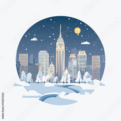 circle city in winter night
