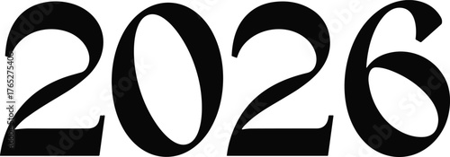 Elegant 2026 year number in dark grey serif font numbers text