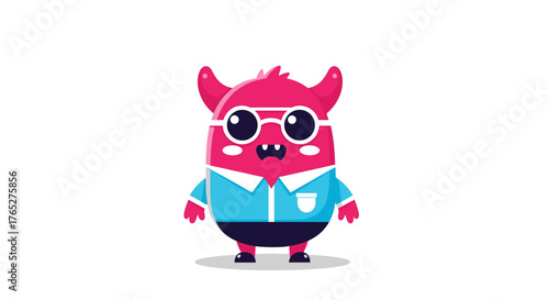 Cartoon Monster Character with Glasses and Shirt Illustration.