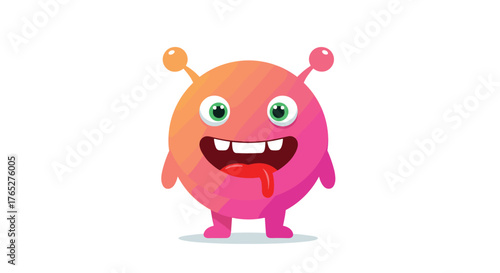 Cute cartoon monster with big eyes and a silly tongue sticking out.