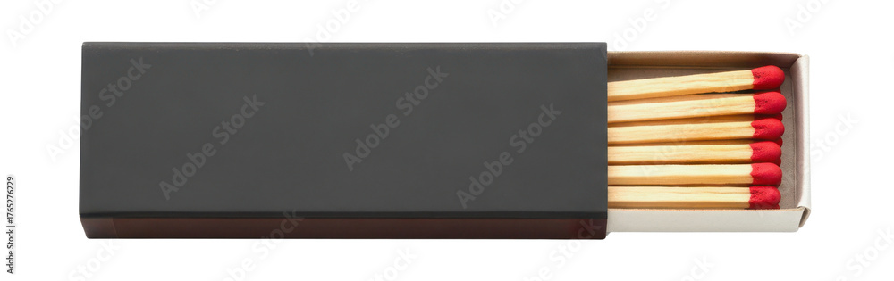 Fototapeta premium Black Matchbox with Red Tipped Matches Product Shot
