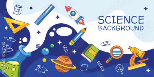 Hand drawn science education template background