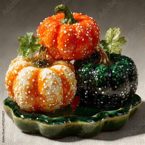 Colorful Glass Pumpkin Decorations, Autumn Thanksgiving Halloween Home Decor, Glass Art Ornaments, Exquisite Festival Craft Decor
