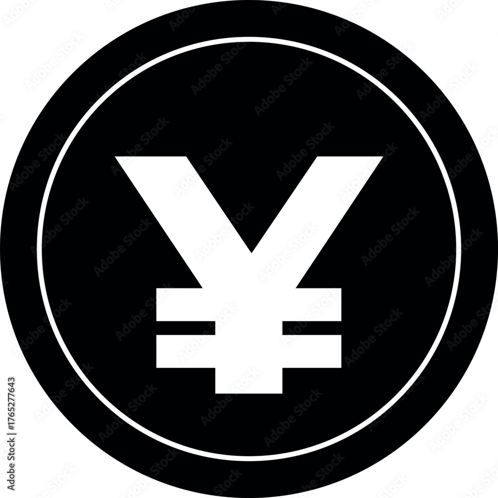 Fototapeta premium yen and yuan coin glyph icon