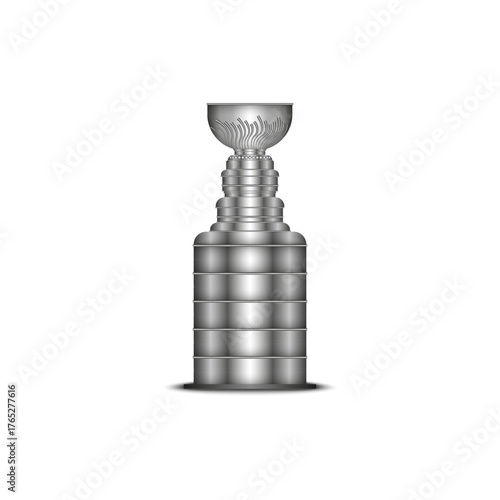 Stanley cup isolated on white background realistic 3d vector model object, hockey trophy.