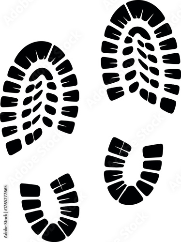 Black shoe sole prints on white background footprint shoe print