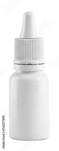 White dropper bottle for medical or cosmetic use isolated PNG with Transparent Background