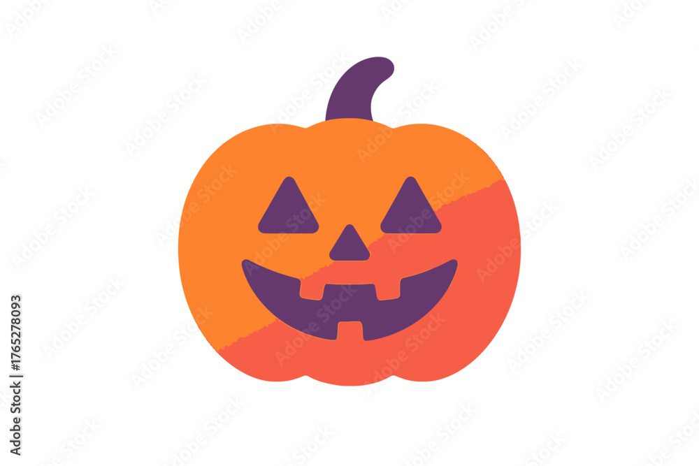 Fototapeta premium Cute Halloween Pumpkin Icon with a Cheerful Expression