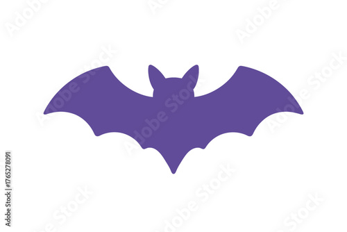 Isolated vector illustration of a spooky purple bat silhouette flying