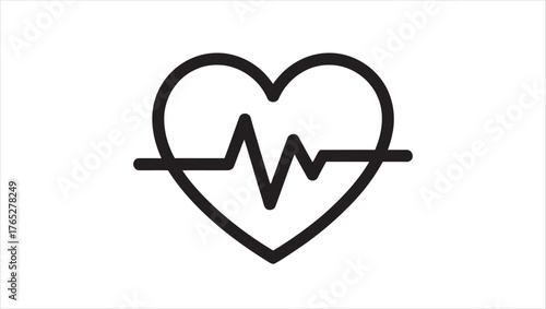 Abstract ecg heart pulse line art icon representing healthcare cardiology and medical monitoring