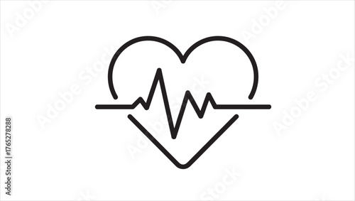 Clean medical heartbeat line icon representing health and cardiology suitable for digital and print use